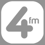 Greyscale of logo of radio station, 4FM, via their website