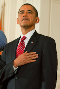 Obama Hand on Heart for Anthem