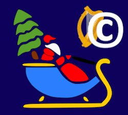 Santa plus harp and copyright symbol