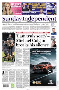 Sunday Independent front page 12 Nov