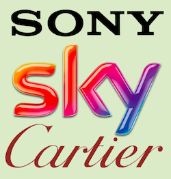 Sony, Sky, Cartier (logos via sony.ie sky.com cartier.co.uk)