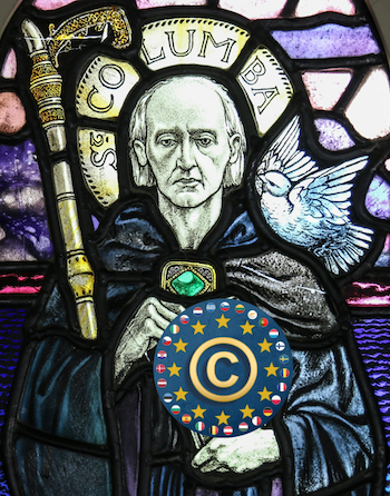 St Columba and Copyright (cropped and modified Flickr image)